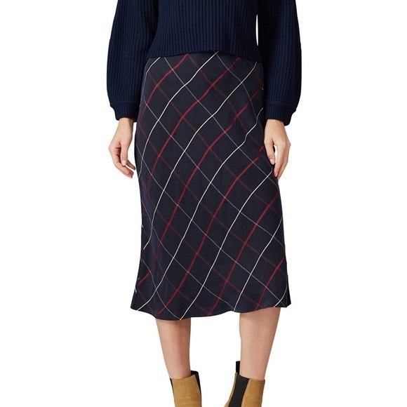 Club Monaco NWT Plaid Bias Midi Skirt Size 2 or XS - Picture 2 of 6